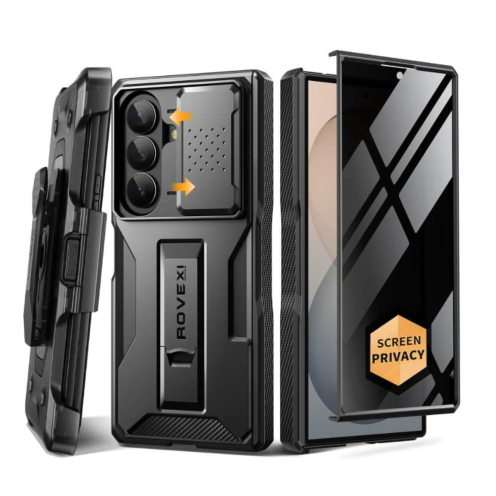Galaxy Z Fold 8 Slide Camera Cover Case with Stand, Belt Clip & Privacy Screen Protector