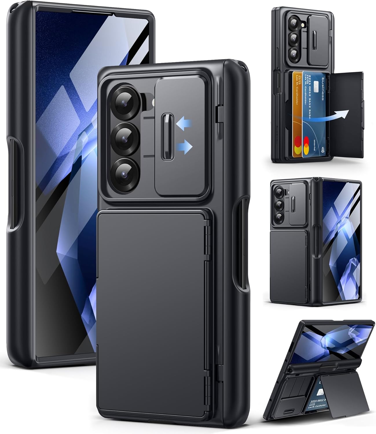 Z Fold 6 Case with Rugged Hinge Protection Wallet Kickstand