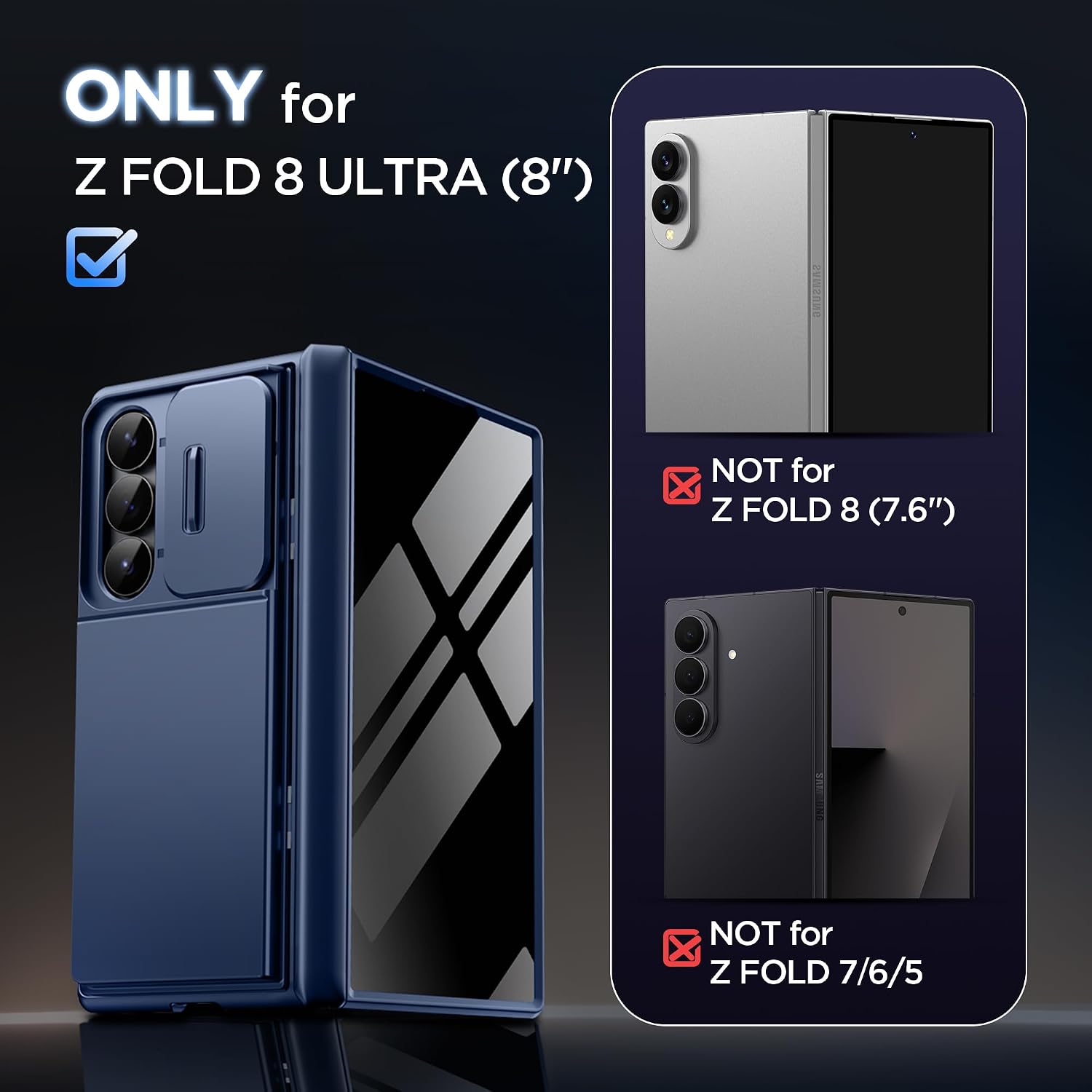 TONGATE Wallet for Z Fold 8 Ultra Case with Privacy Film & Stand