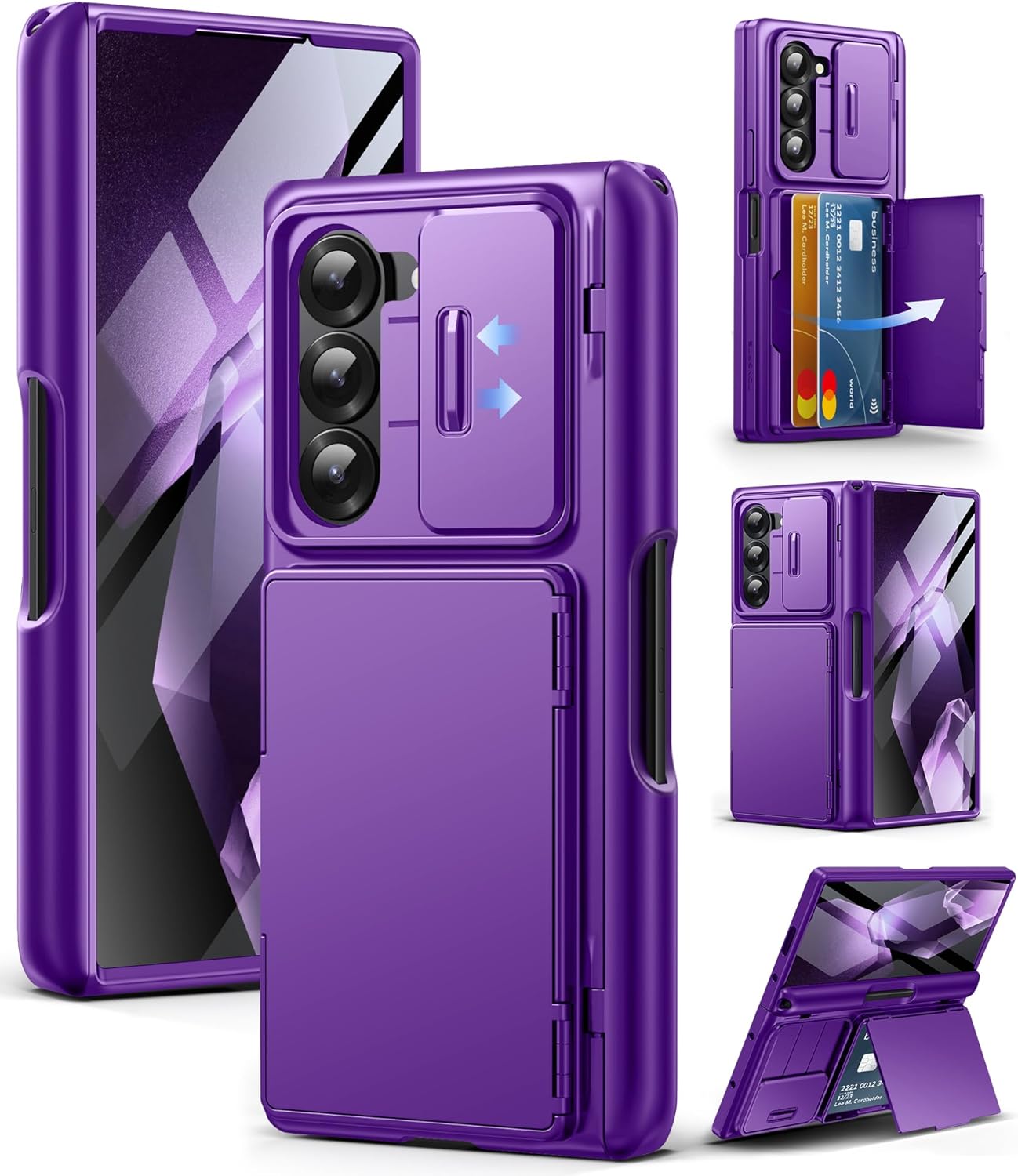 Z Fold 6 Case with Rugged Hinge Protection Wallet Kickstand