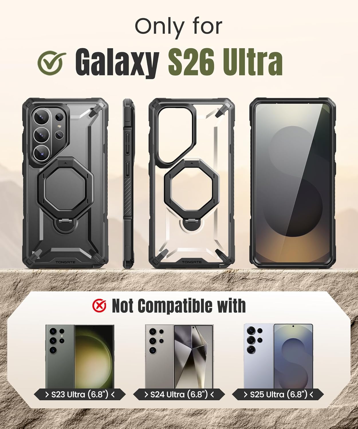 Samsung S26 Ultra Case with 360° Spin Magnetic Stand