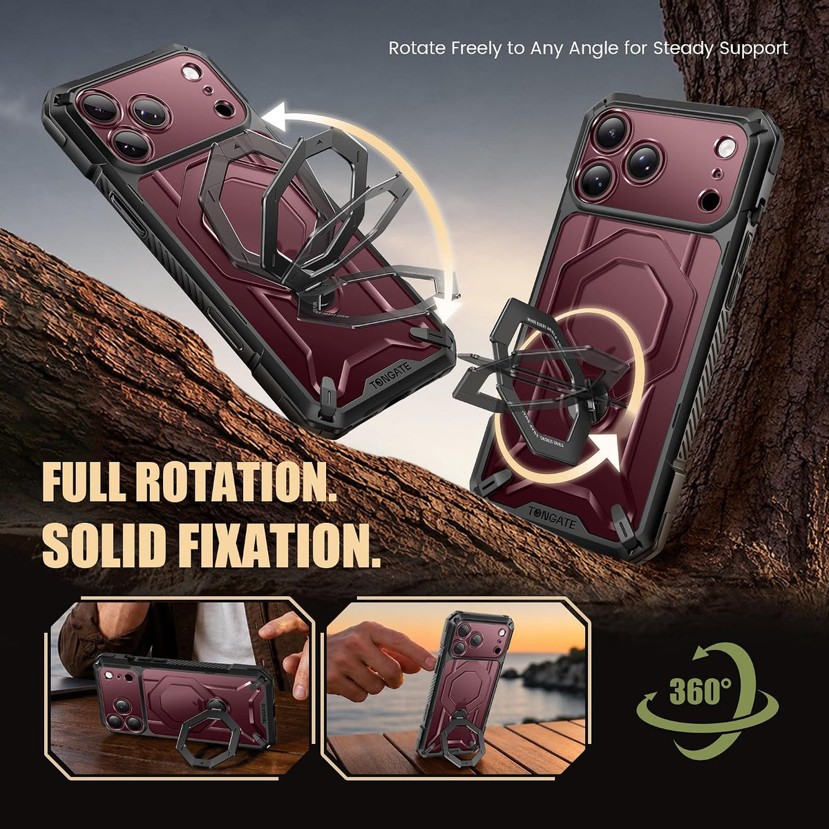 iPhone 18 Pro Max Case with 360° Spin Magnetic Stand
