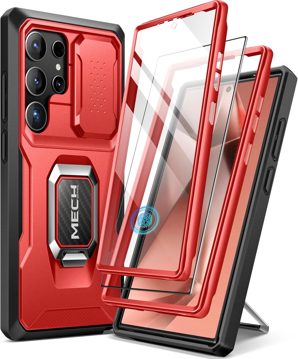 Samsung S24 Ultra Case Bulit-in Slide Camera Cover & Ring Kickstand