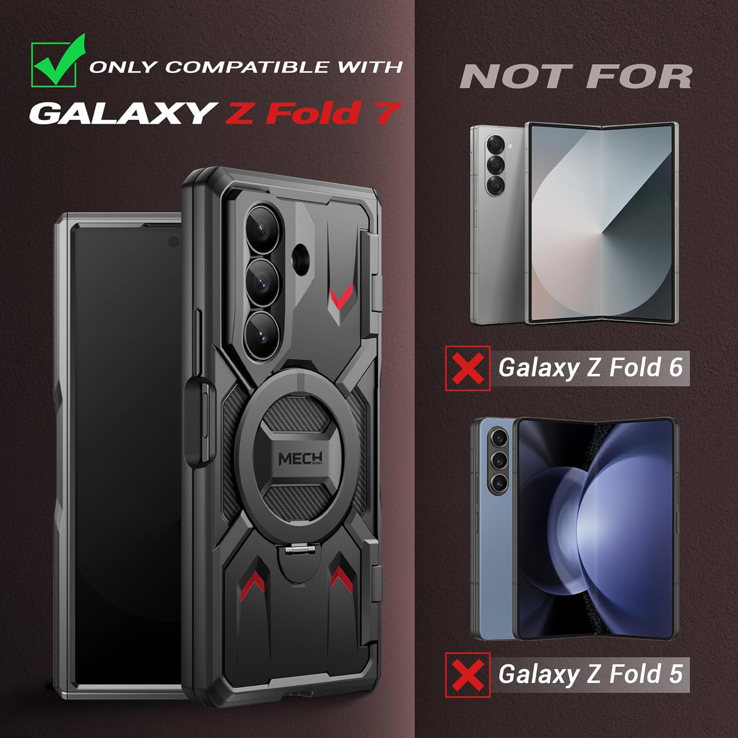 Z Fold 7 Case with 360° Spin Magnetic Stand