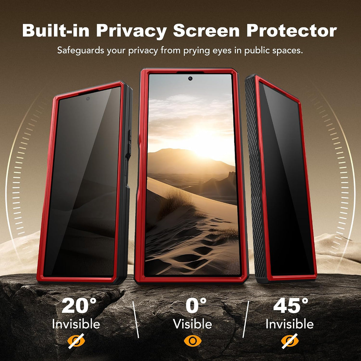 Galaxy Z Fold 7 Slide Camera Case with Stand, Belt Clip & Privacy Screen Protector