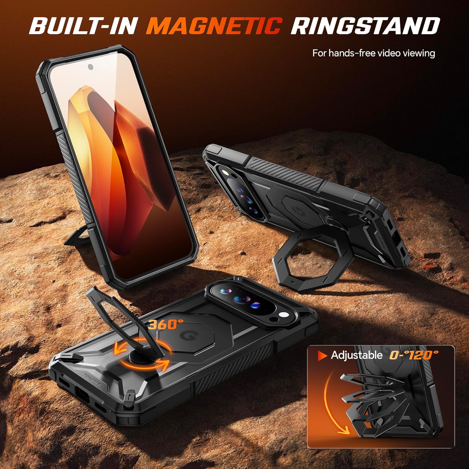 Pixel 10/10 Pro Case with 360° Spin Magnetic Stand
