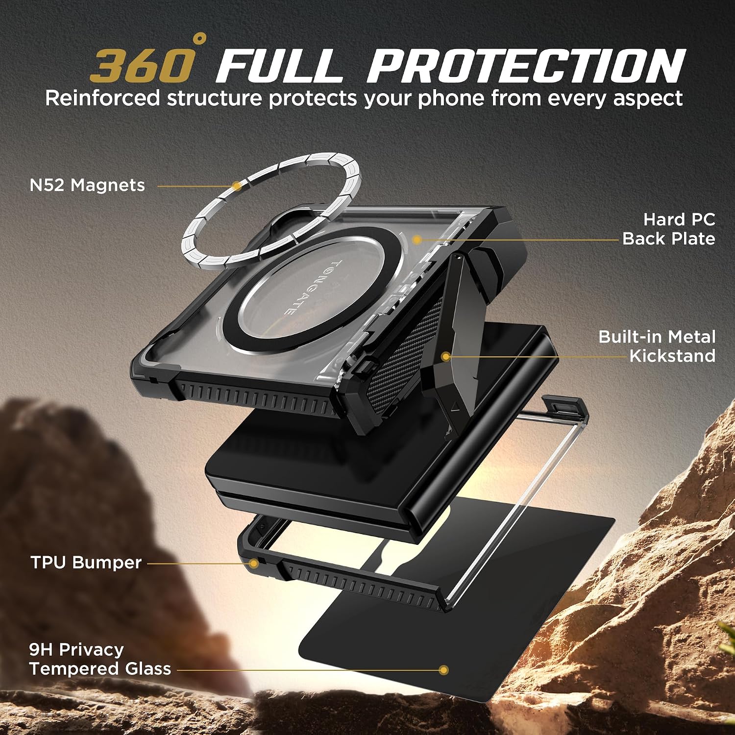 Galaxy Z Flip 8 MagSafe Case with Kickstand & Privacy Screen Protector