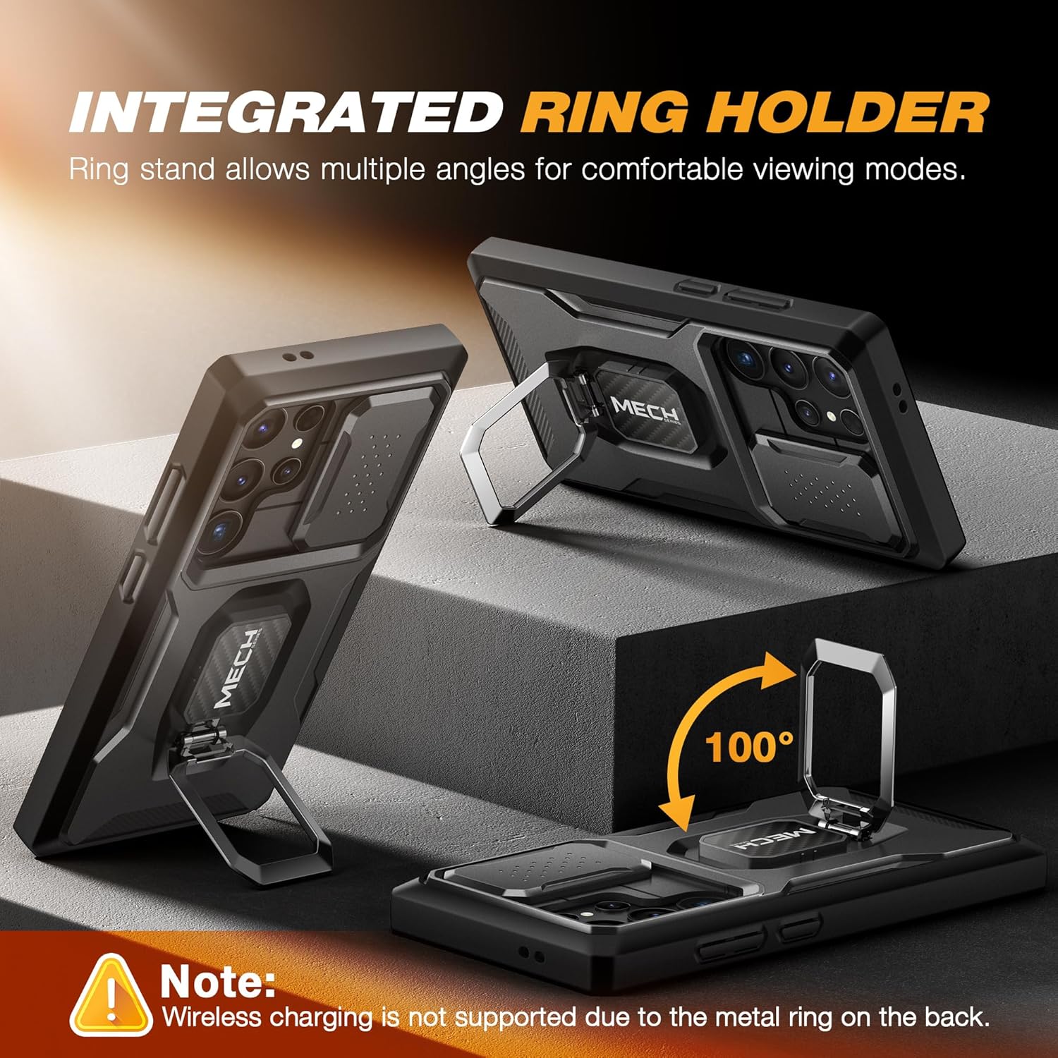Samsung S24 Ultra Case Bulit-in Slide Camera Cover & Ring Kickstand