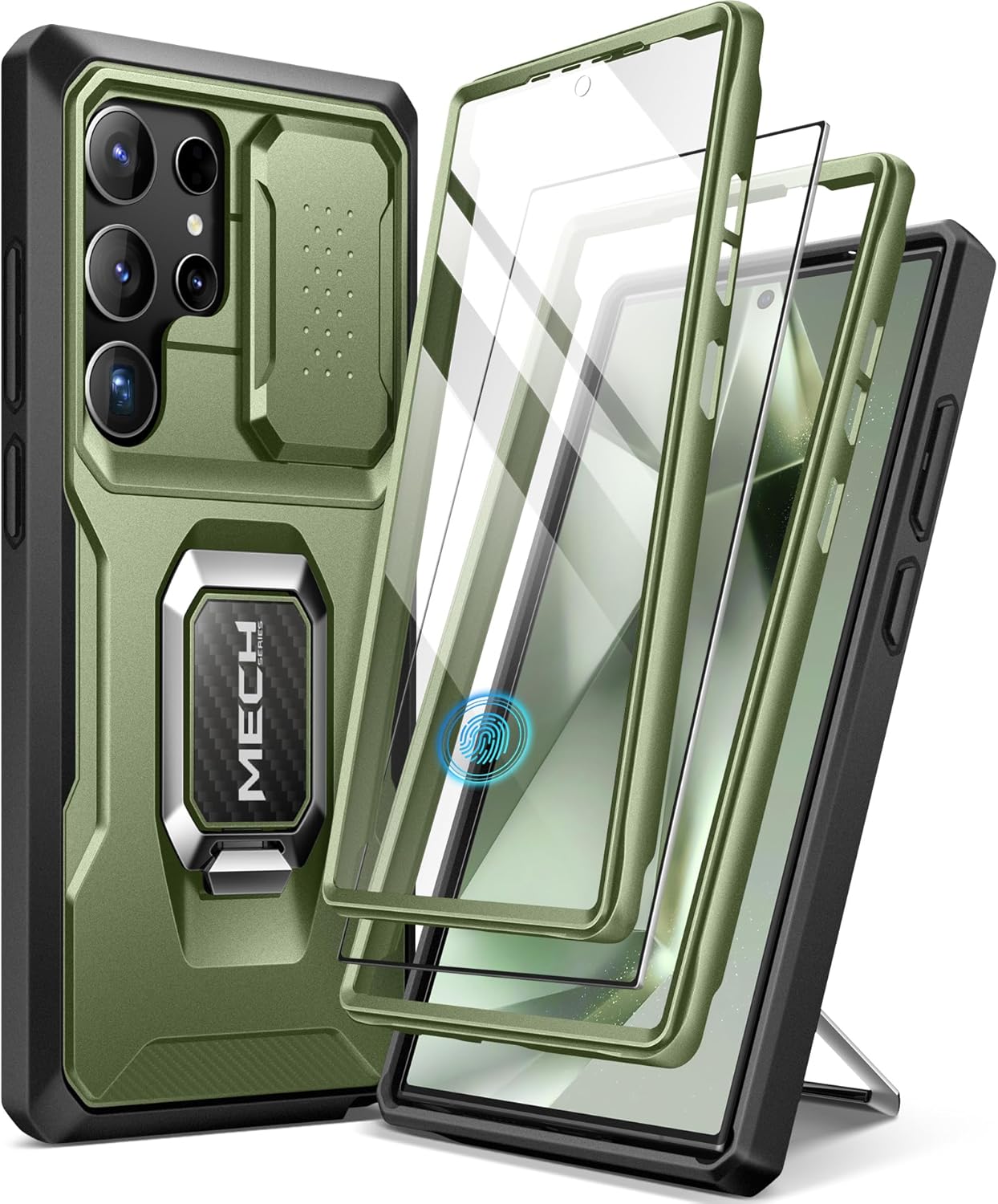 Samsung S24 Ultra Case Bulit-in Slide Camera Cover & Ring Kickstand