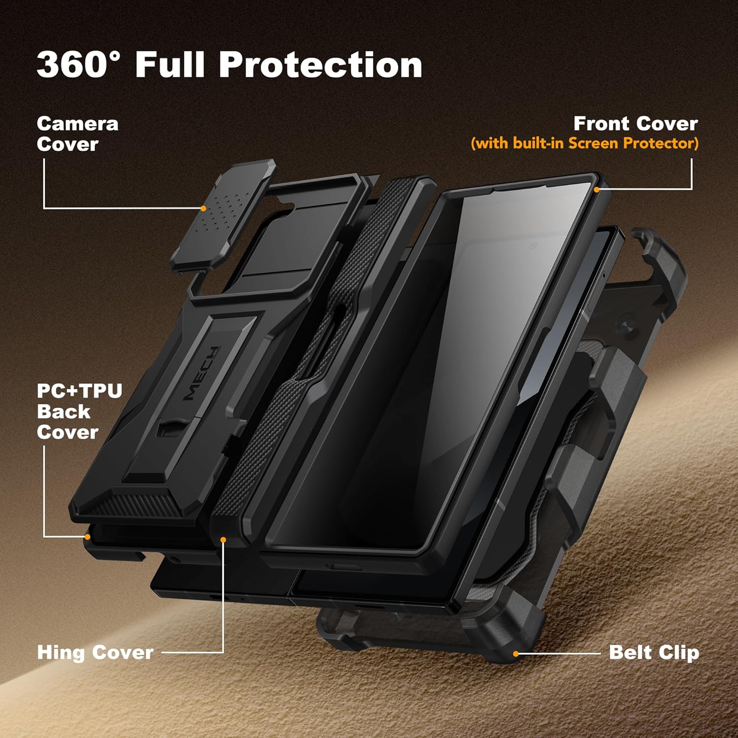 Z Fold 7 Case Built-in Stand and Belt Clip