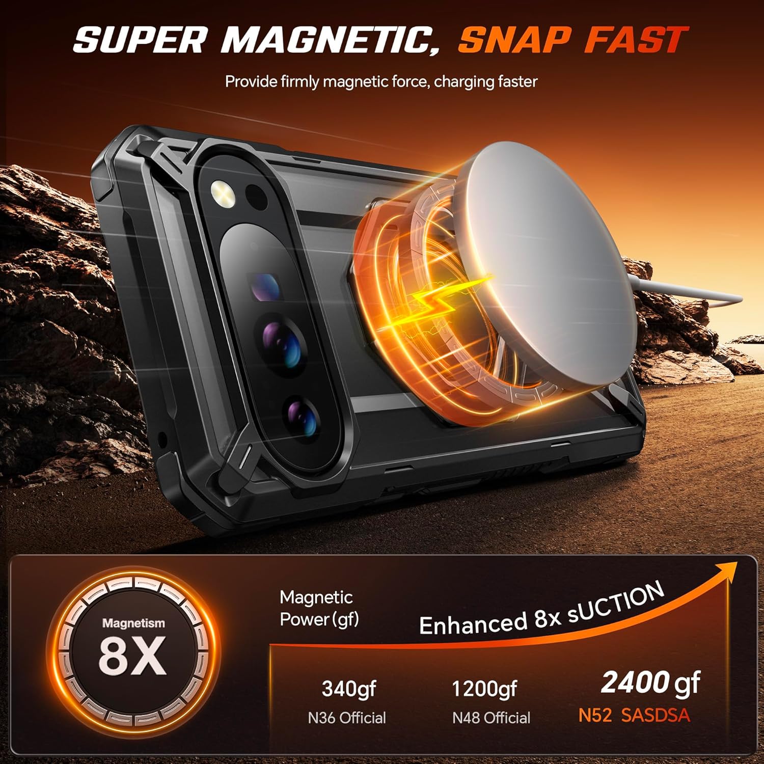 Pixel 10/10 Pro Case with 360° Spin Magnetic Stand