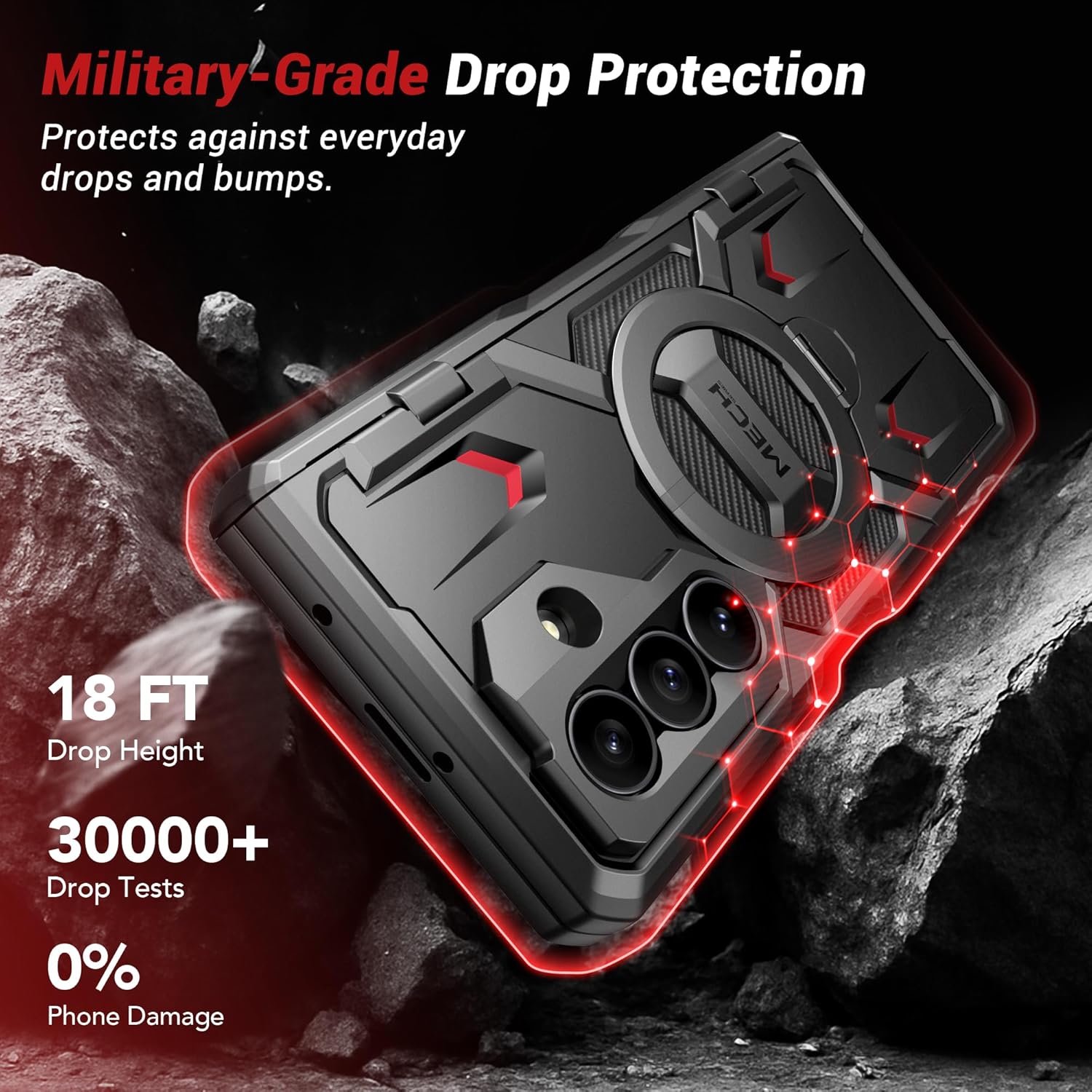 Z Fold 7 Case with 360° Spin Magnetic Stand