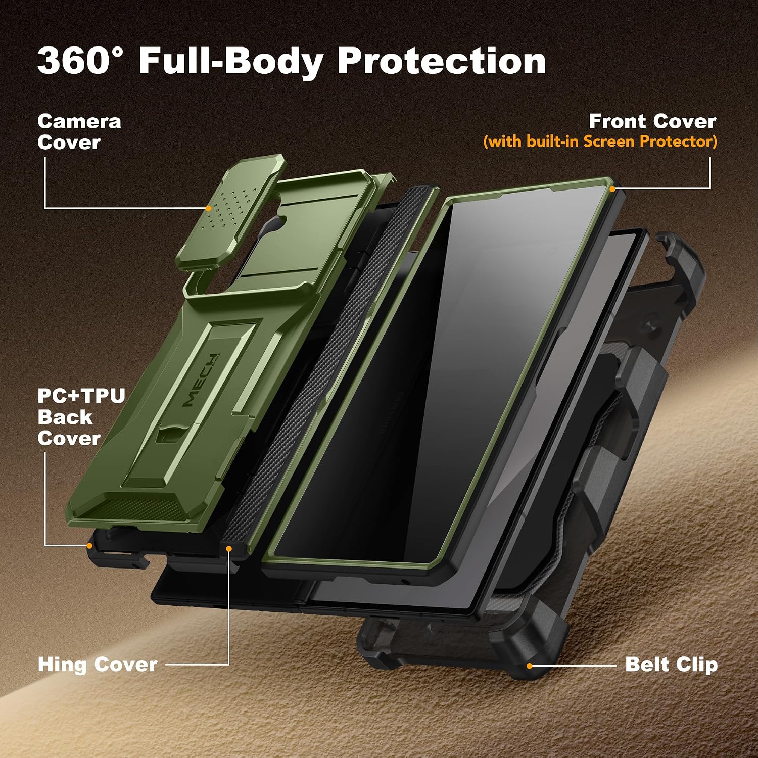 TONGATE Z Fold 7 Case Built-in Belt Clip