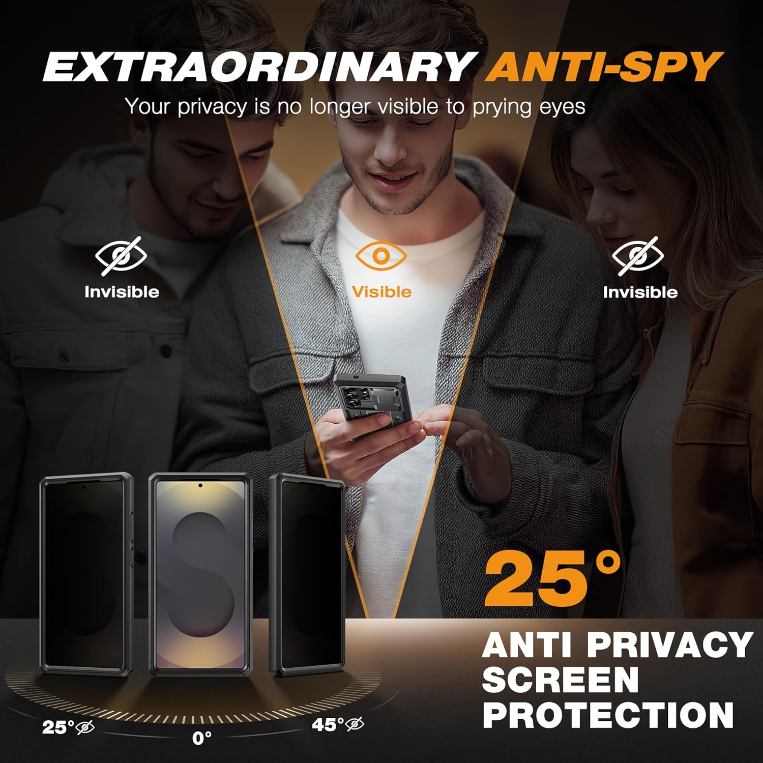 TONGATE Samsung Galaxy S25 Ultra Case with Privacy Screen Protector