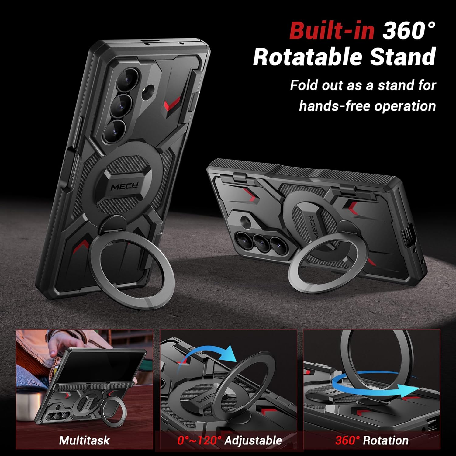 Z Fold 7 Case with 360° Spin Magnetic Stand