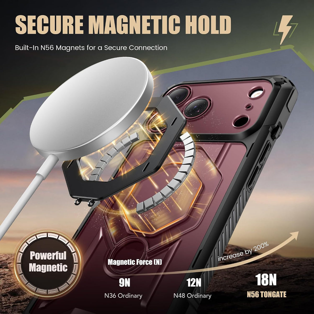 iPhone 18 Pro Max Case with 360° Spin Magnetic Stand