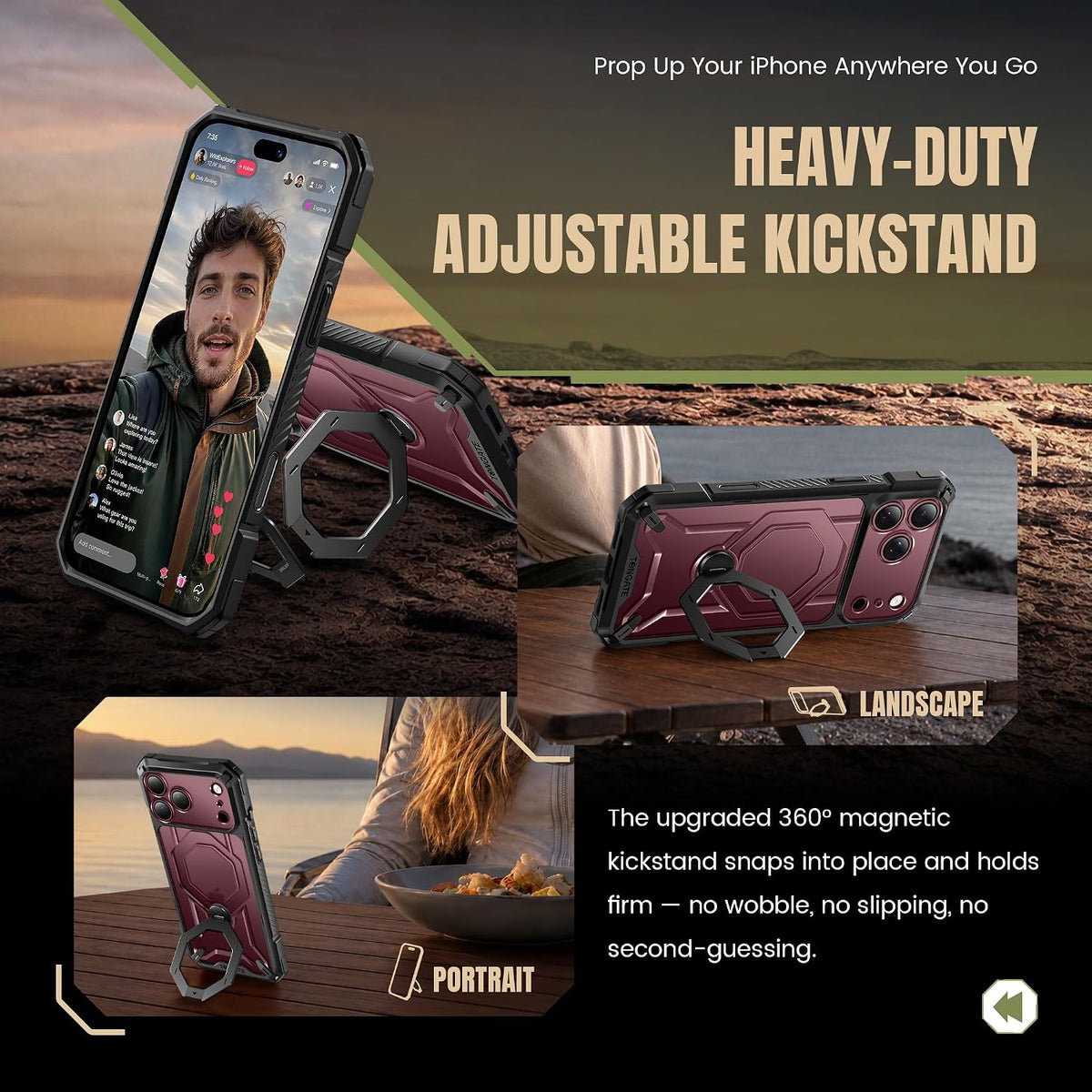 iPhone 18 Pro Max Case with 360° Spin Magnetic Stand