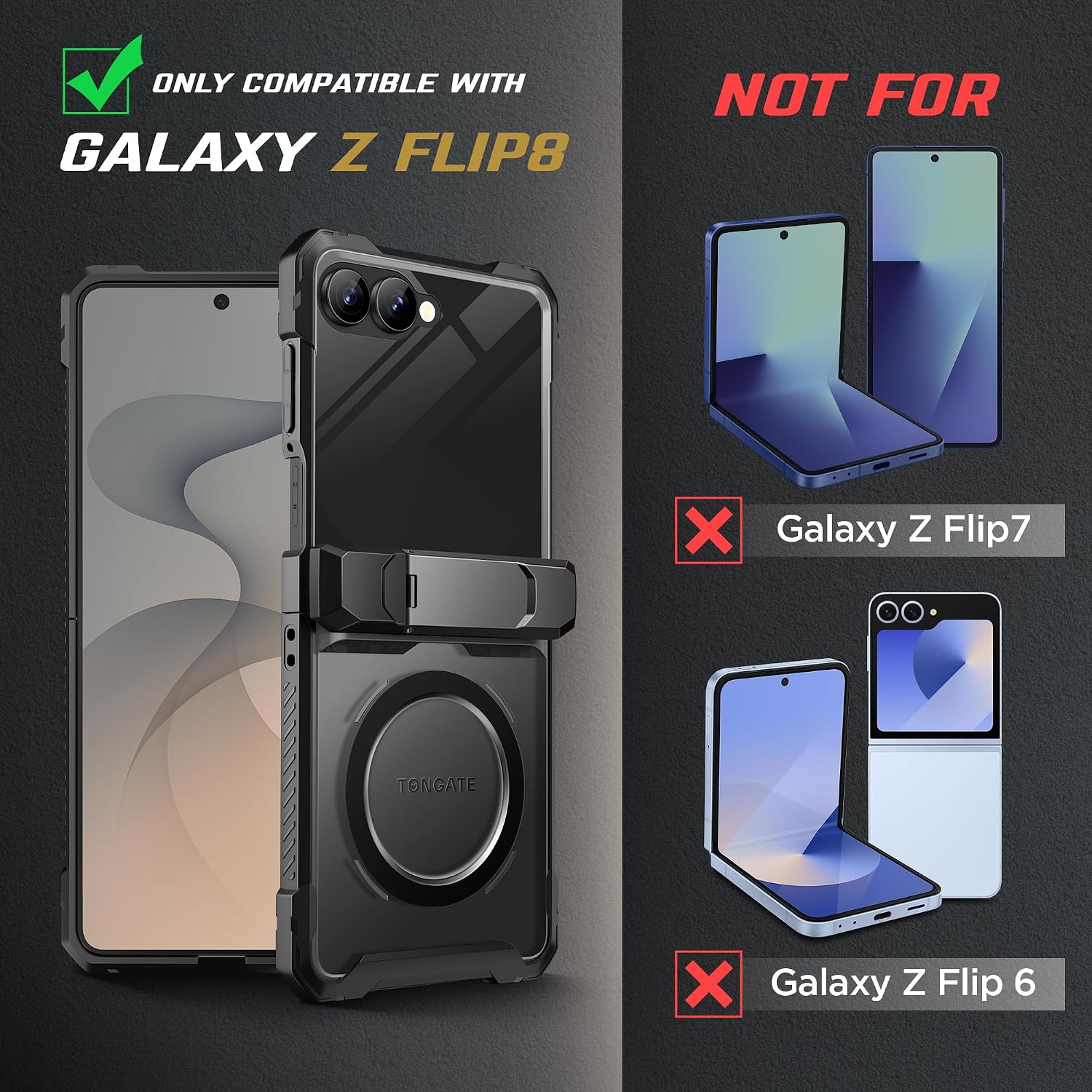 Galaxy Z Flip 8 MagSafe Case with Kickstand & Privacy Screen Protector