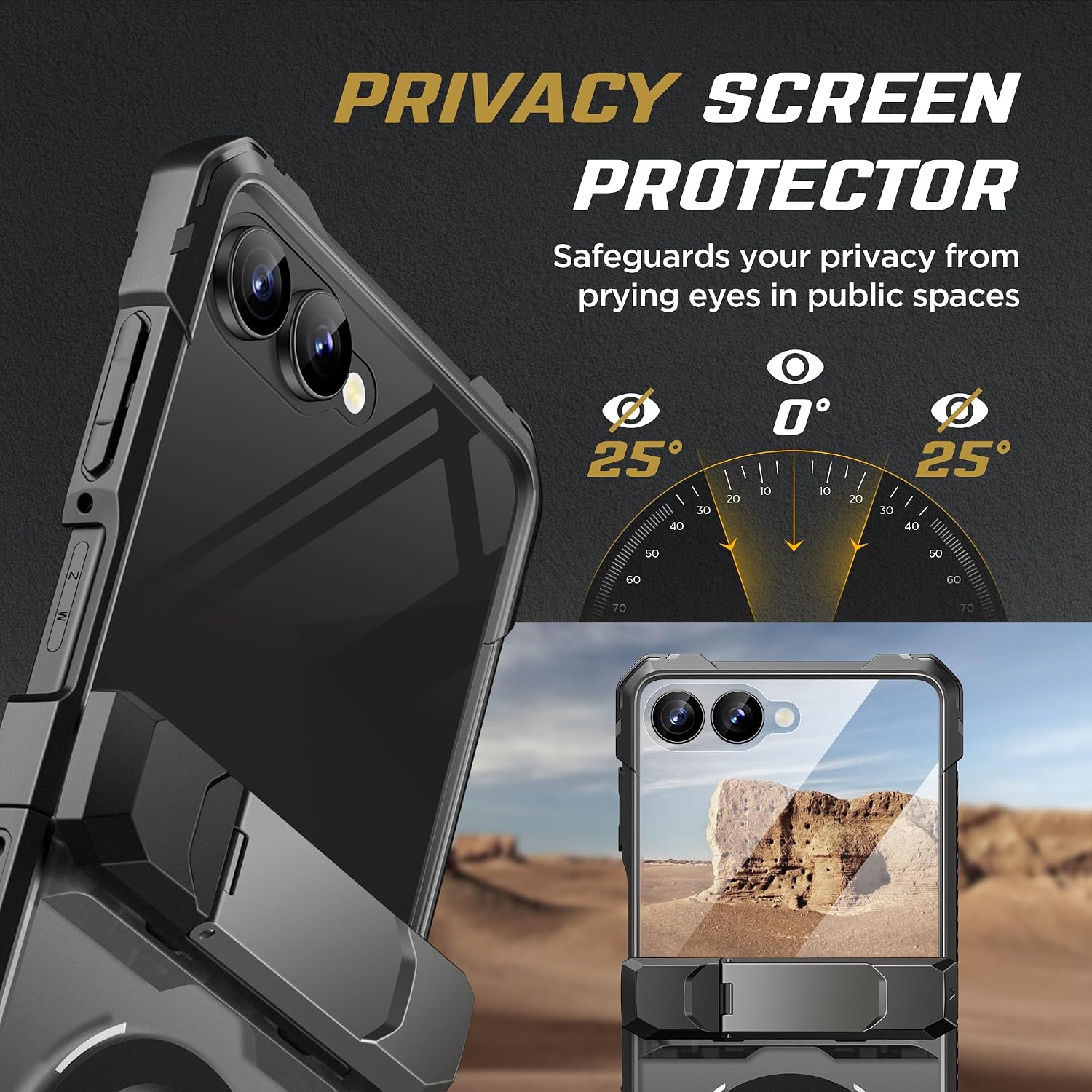 Galaxy Z Flip 8 MagSafe Case with Kickstand & Privacy Screen Protector