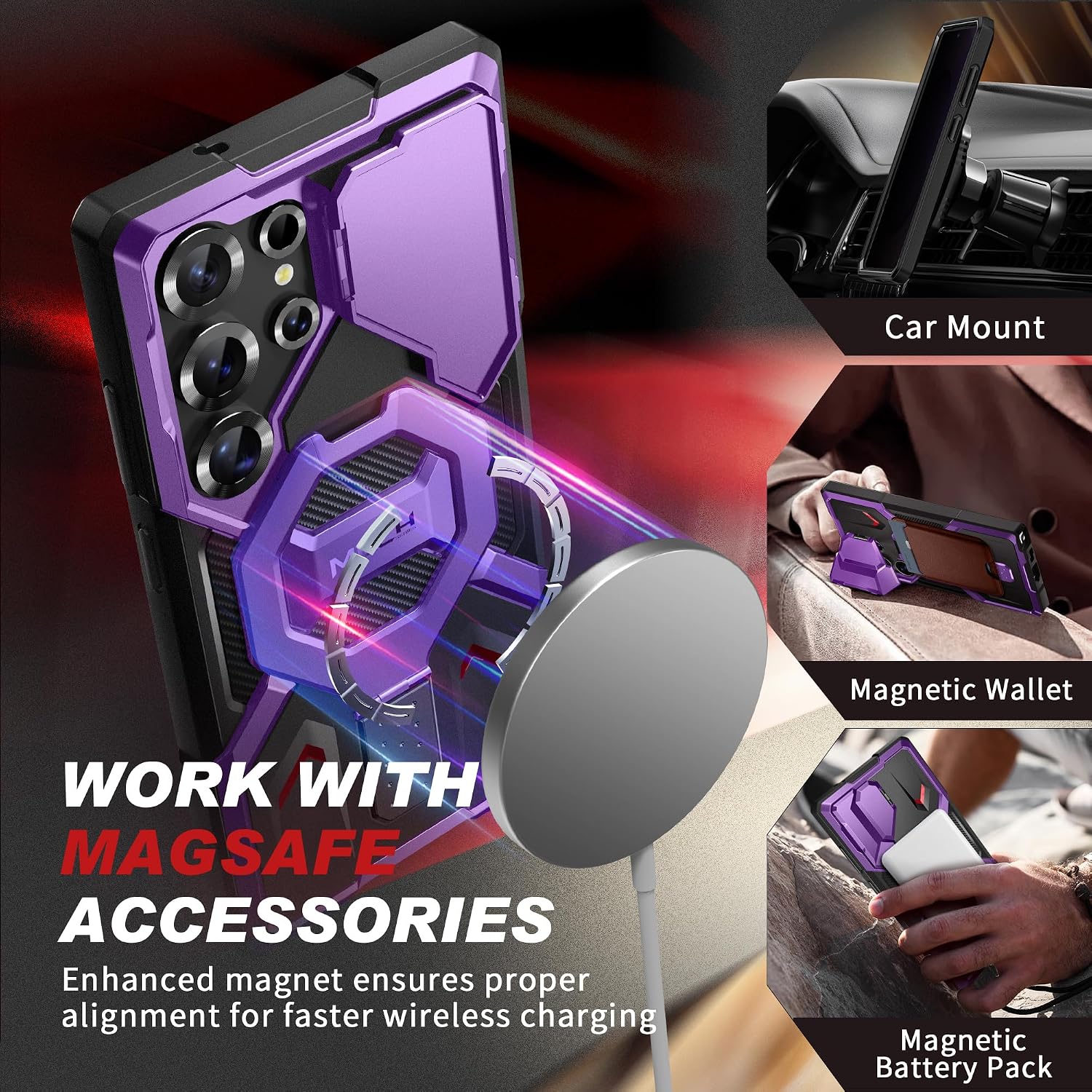 Galaxy S25 Ultra Magnetic Stand Case with Belt Clip & Privacy Screen Protector