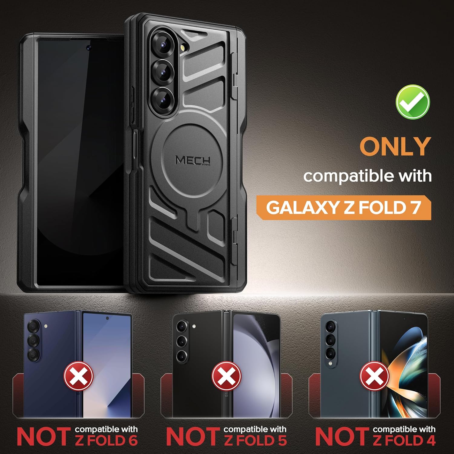 Z Fold 7 Magnetic Case with hidden kickstand and belt clip