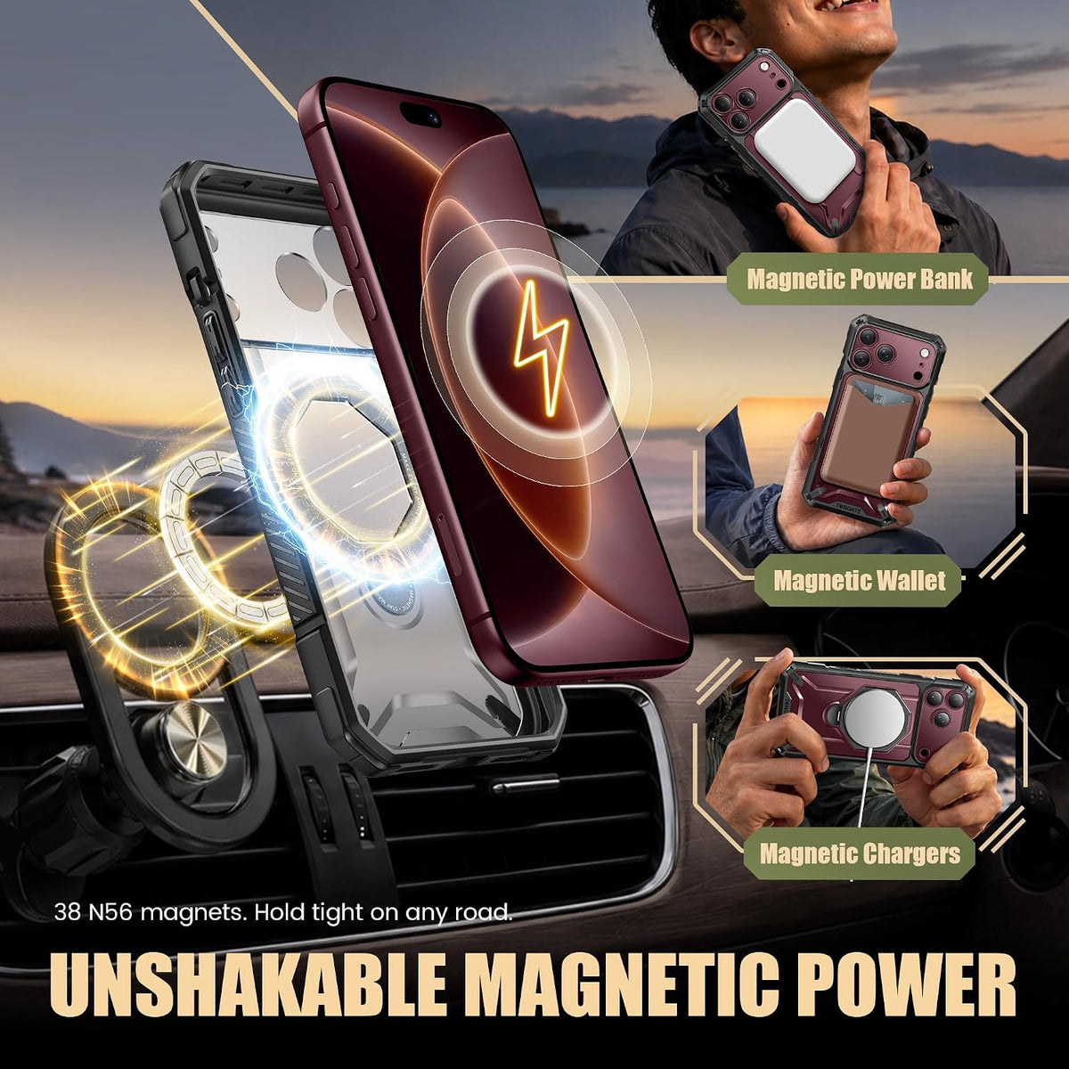 iPhone 18 Pro Max Case with 360° Spin Magnetic Stand