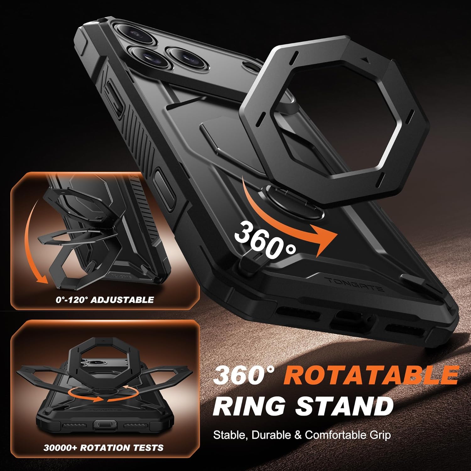 iPhone 17 Pro Max Case with 360° Spin Magnetic Stand