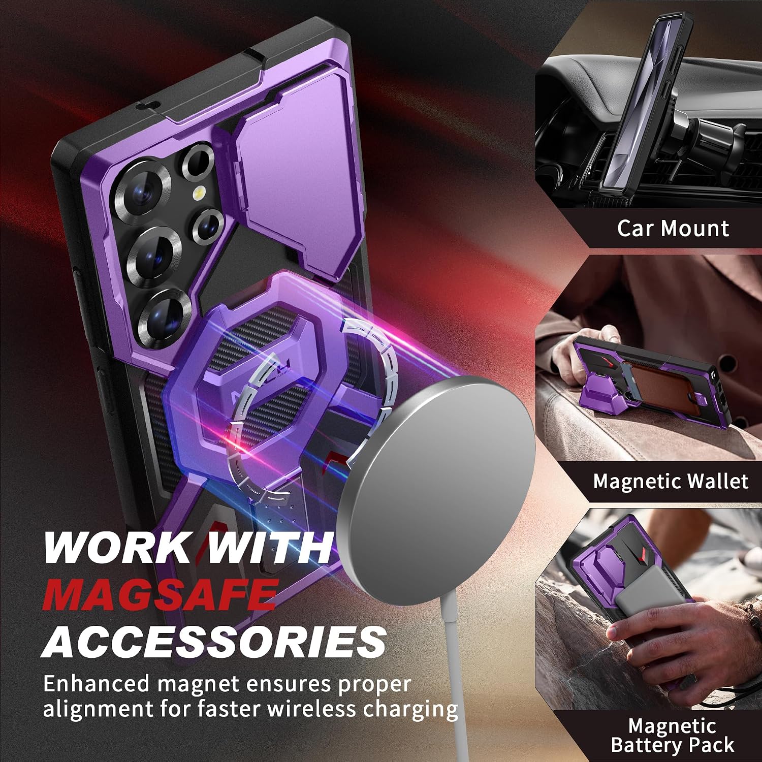 Galaxy S25 Ultra Magnetic Stand Case with Privacy Screen Protector