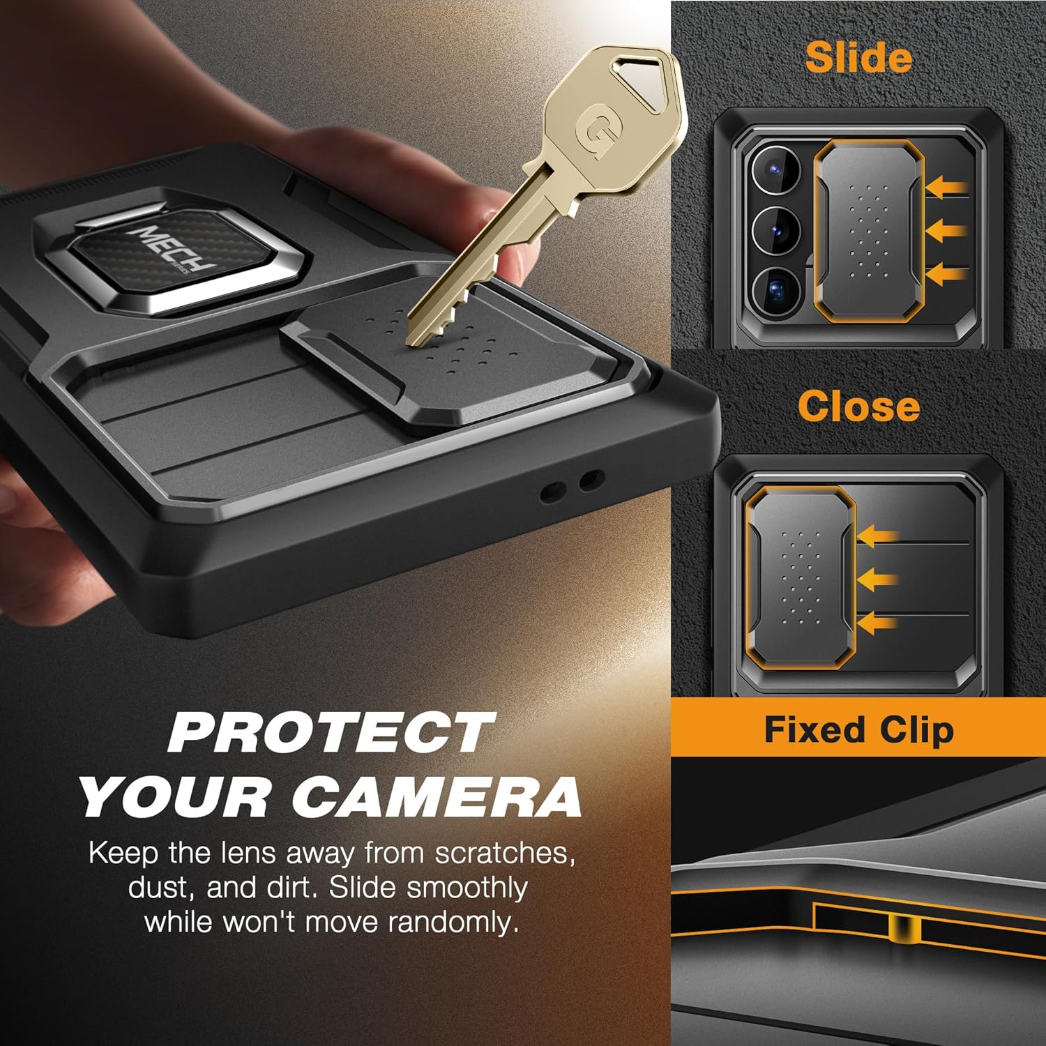 Samsung S24 Ultra Case Bulit-in Slide Camera Cover & Ring Kickstand