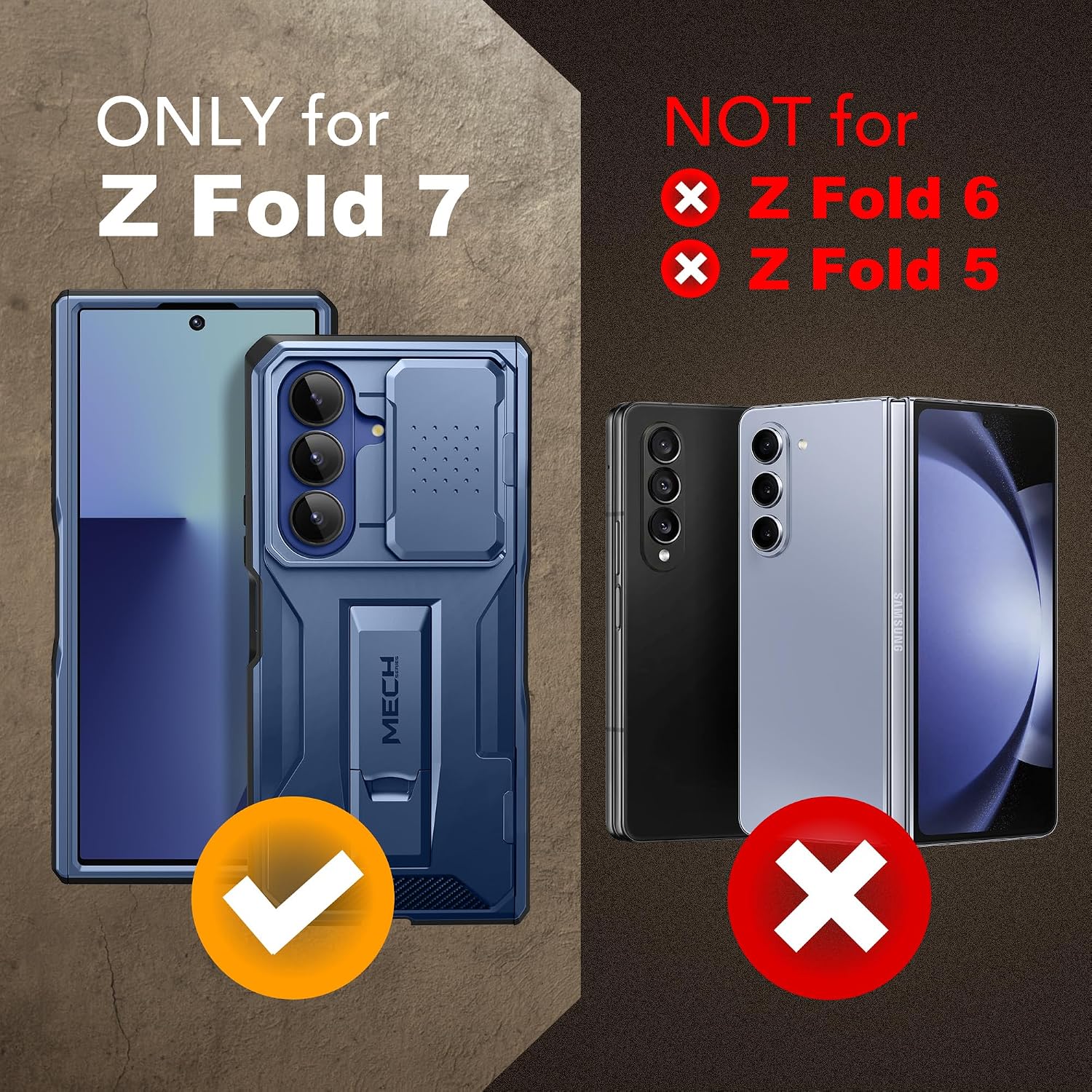 Galaxy Z Fold 7 Slide Camera Case with Stand, Belt Clip & Privacy Screen Protector