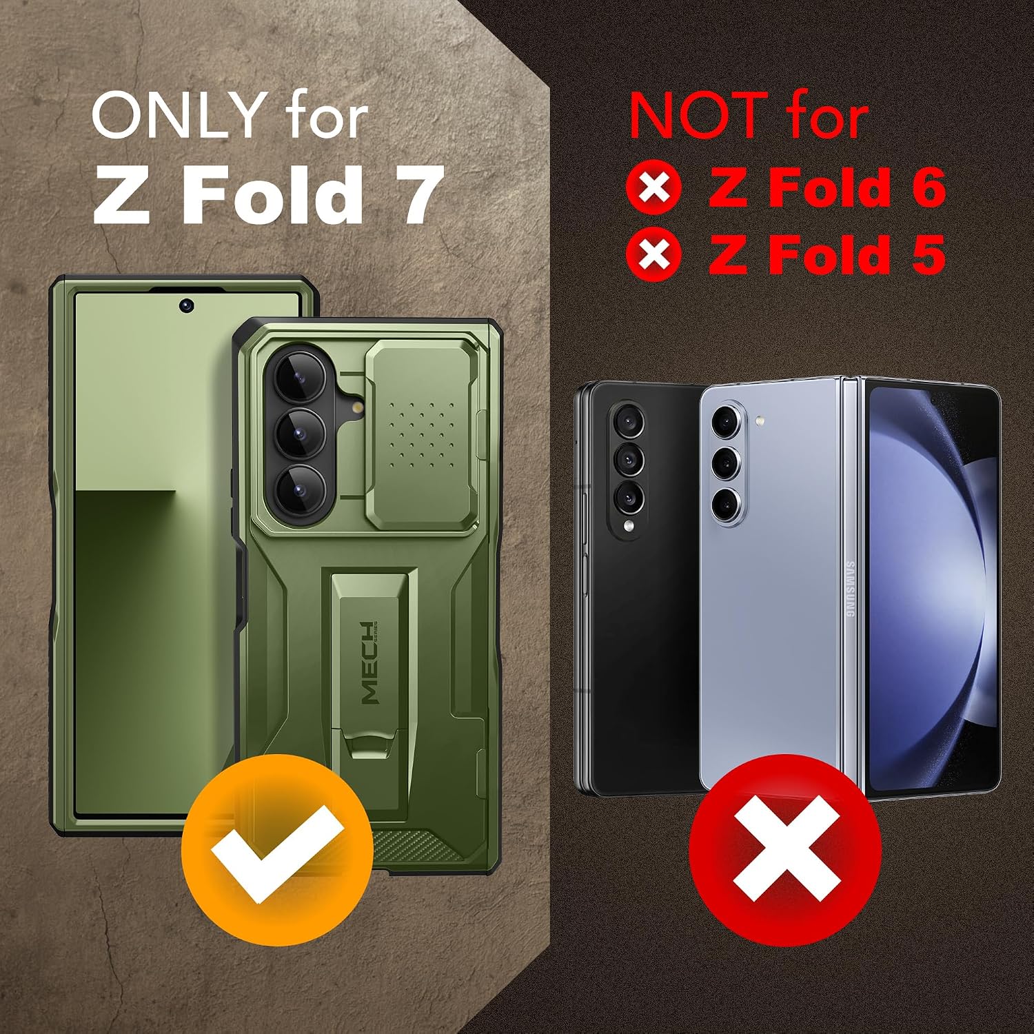 Galaxy Z Fold 7 Slide Camera Case with Stand, Belt Clip & Privacy Screen Protector