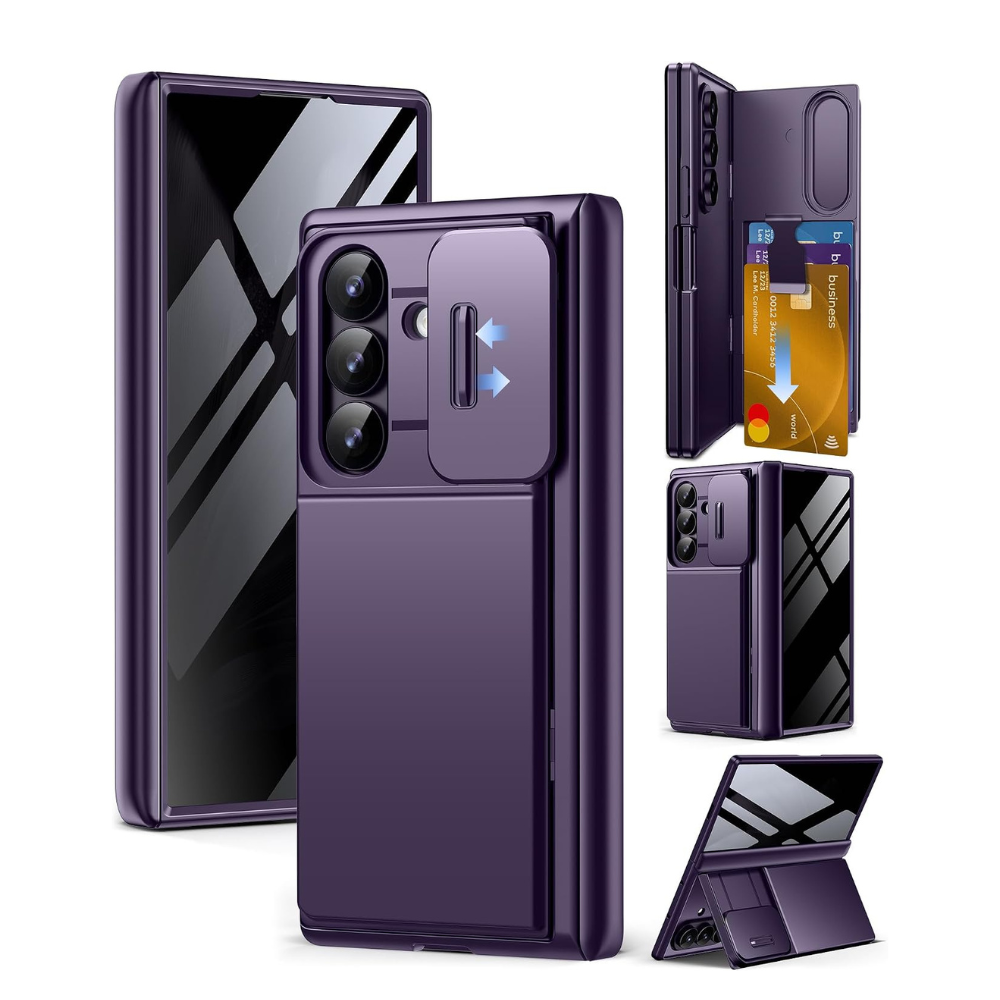 Galaxy Z Fold 8 Ultra Wallet Case with Privacy Film & Stand