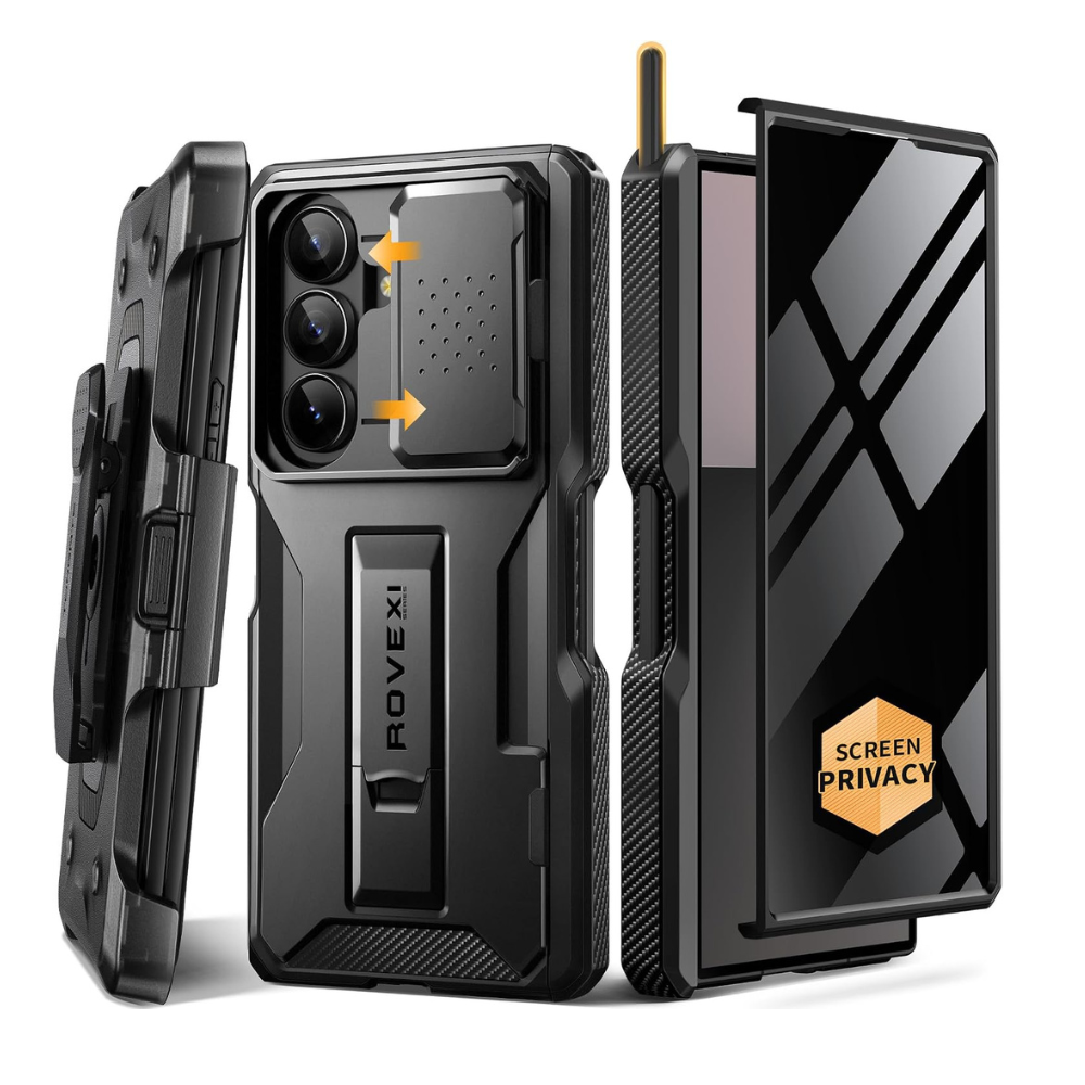Galaxy Z Fold 8 Slide Camera Cover Case with Belt Clip, Stylus & Pen