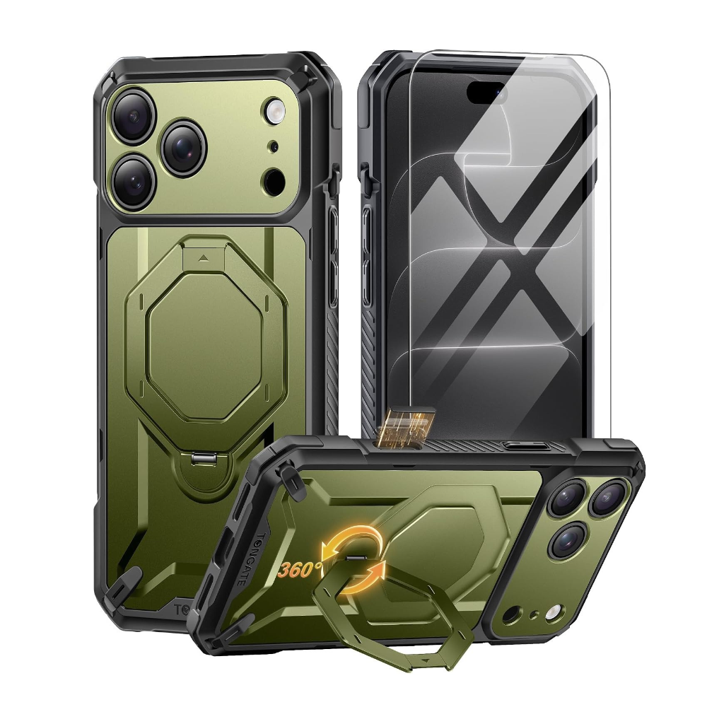 iPhone 18 Pro Max Case with 360° Spin Magnetic Stand Green