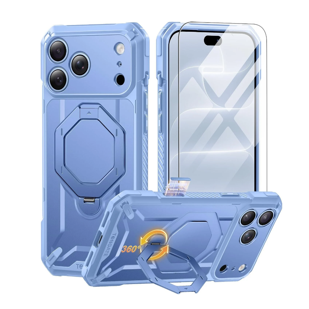iPhone 18 Pro Max Case with 360° Spin Magnetic Stand Glacier