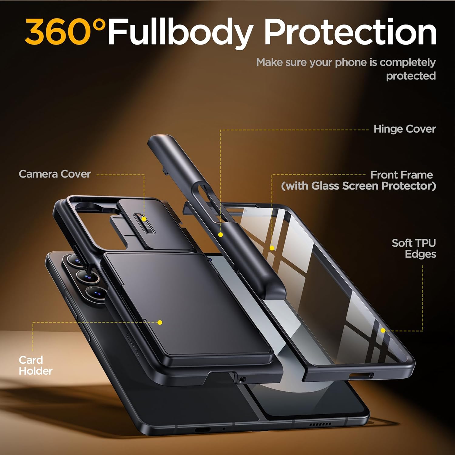 Z Fold 6 Case with Rugged Hinge Protection Wallet Kickstand