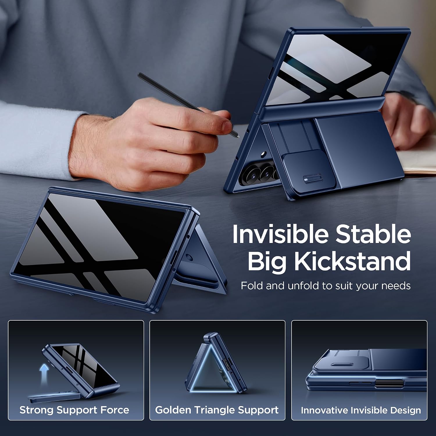 Galaxy Z Fold 8 Ultra Wallet Case with Privacy Film & Stand
