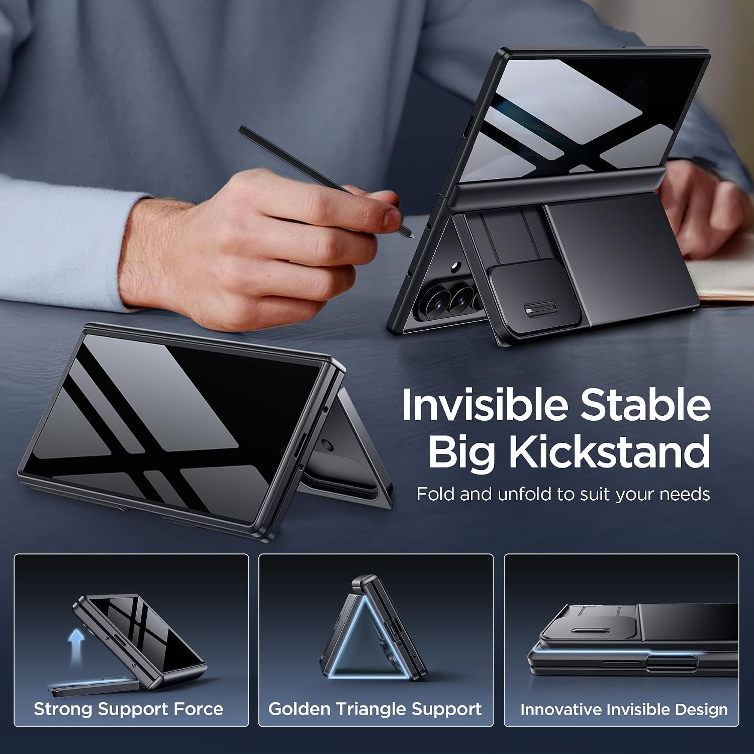 TONGATE Wallet for Z Fold 8 Ultra Case with Privacy Film & Stand