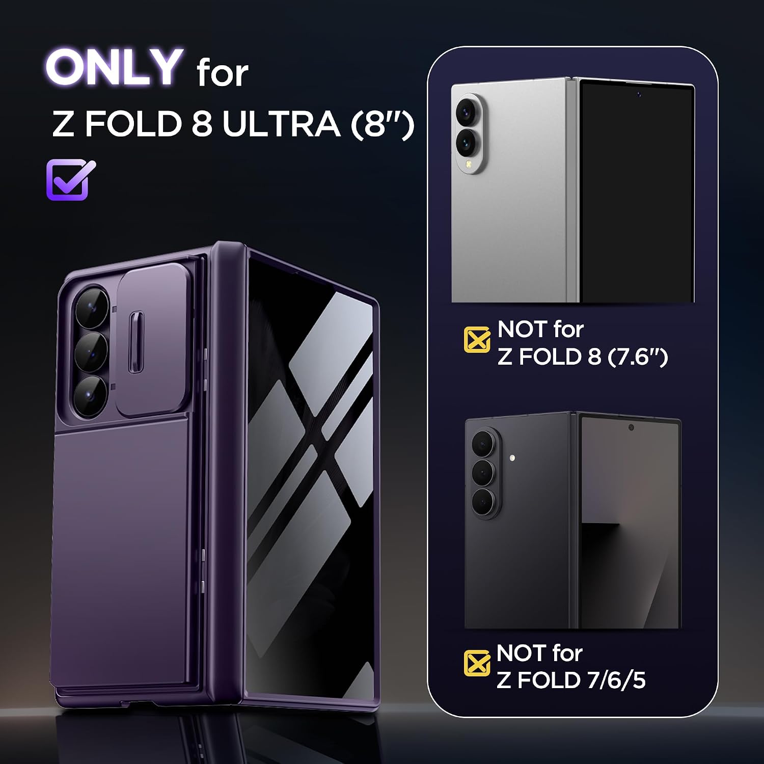 Galaxy Z Fold 8 Ultra Wallet Case with Privacy Film & Stand