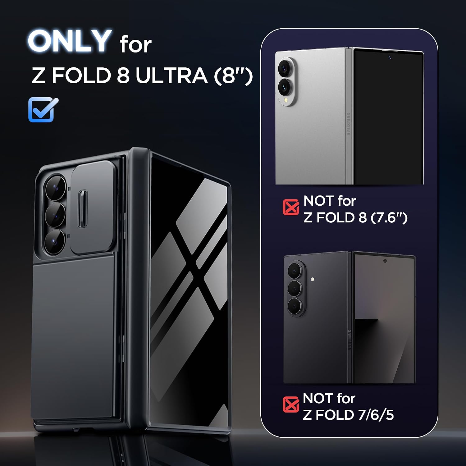TONGATE Wallet for Z Fold 8 Ultra Case with Privacy Film & Stand