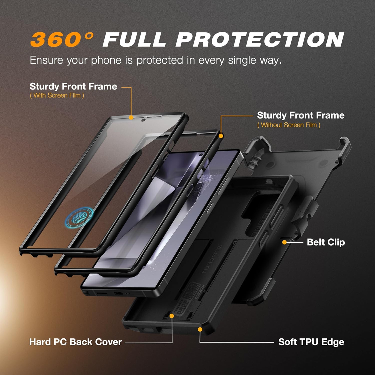 TONGATE for Samsung Galaxy S25 Ultra Case Black