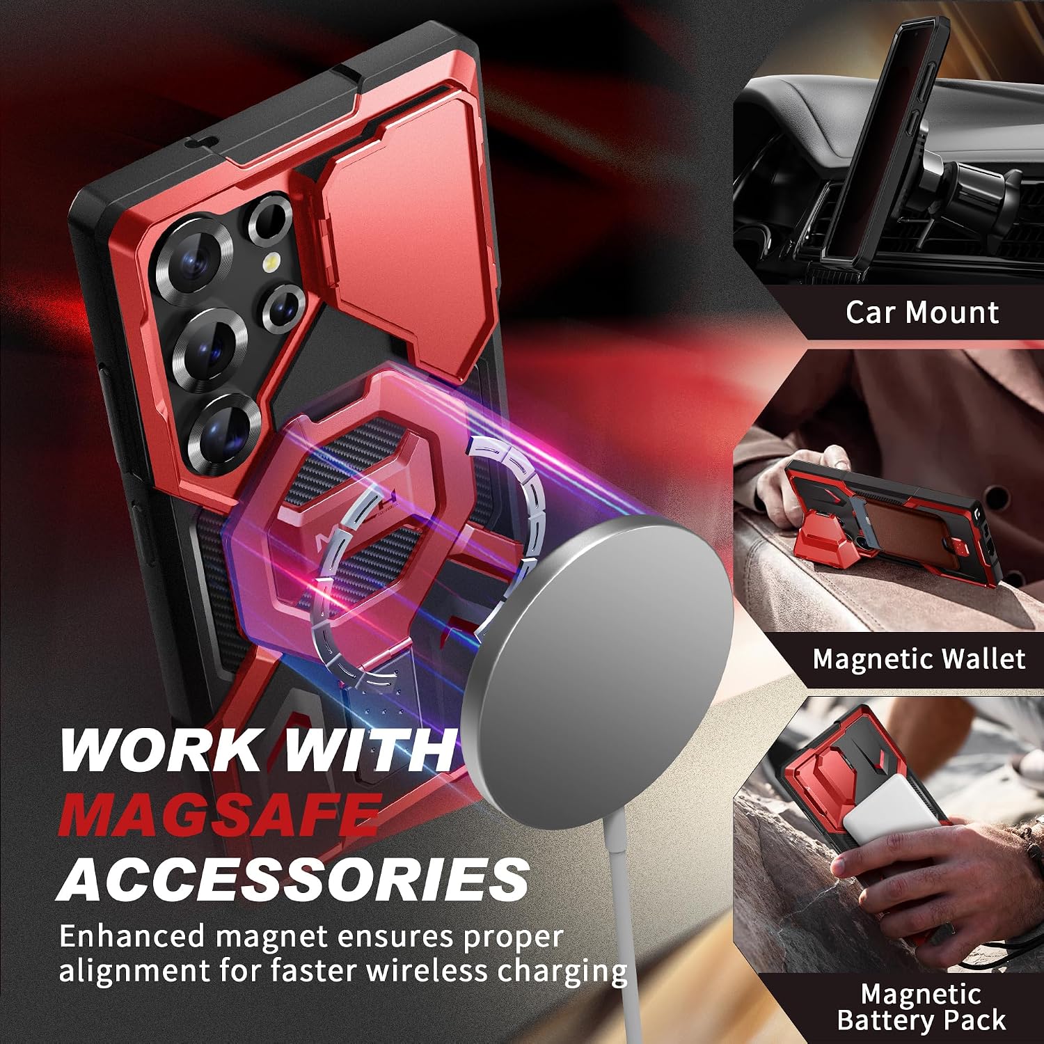 Galaxy S25 Ultra Magnetic Stand Case with Belt Clip & Privacy Screen Protector