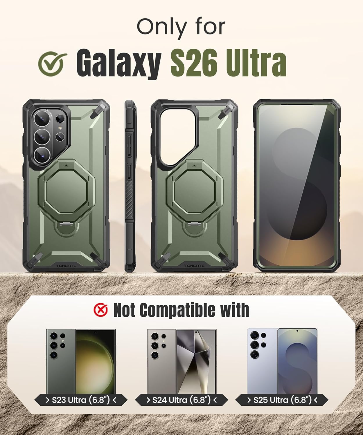 Samsung S26 Ultra Case with 360° Spin Magnetic Stand