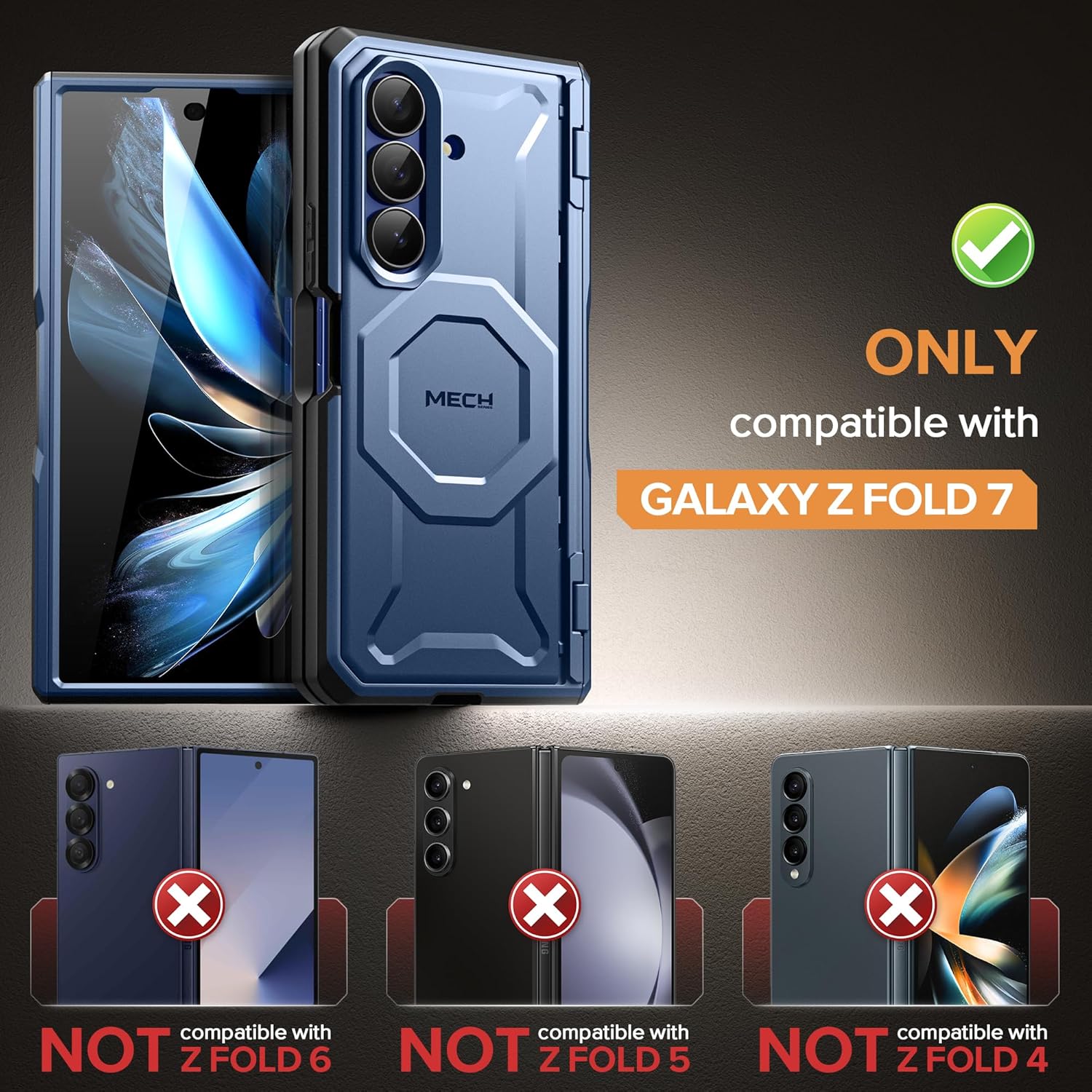 Z Fold 7 Case with Privacy Screen Protector