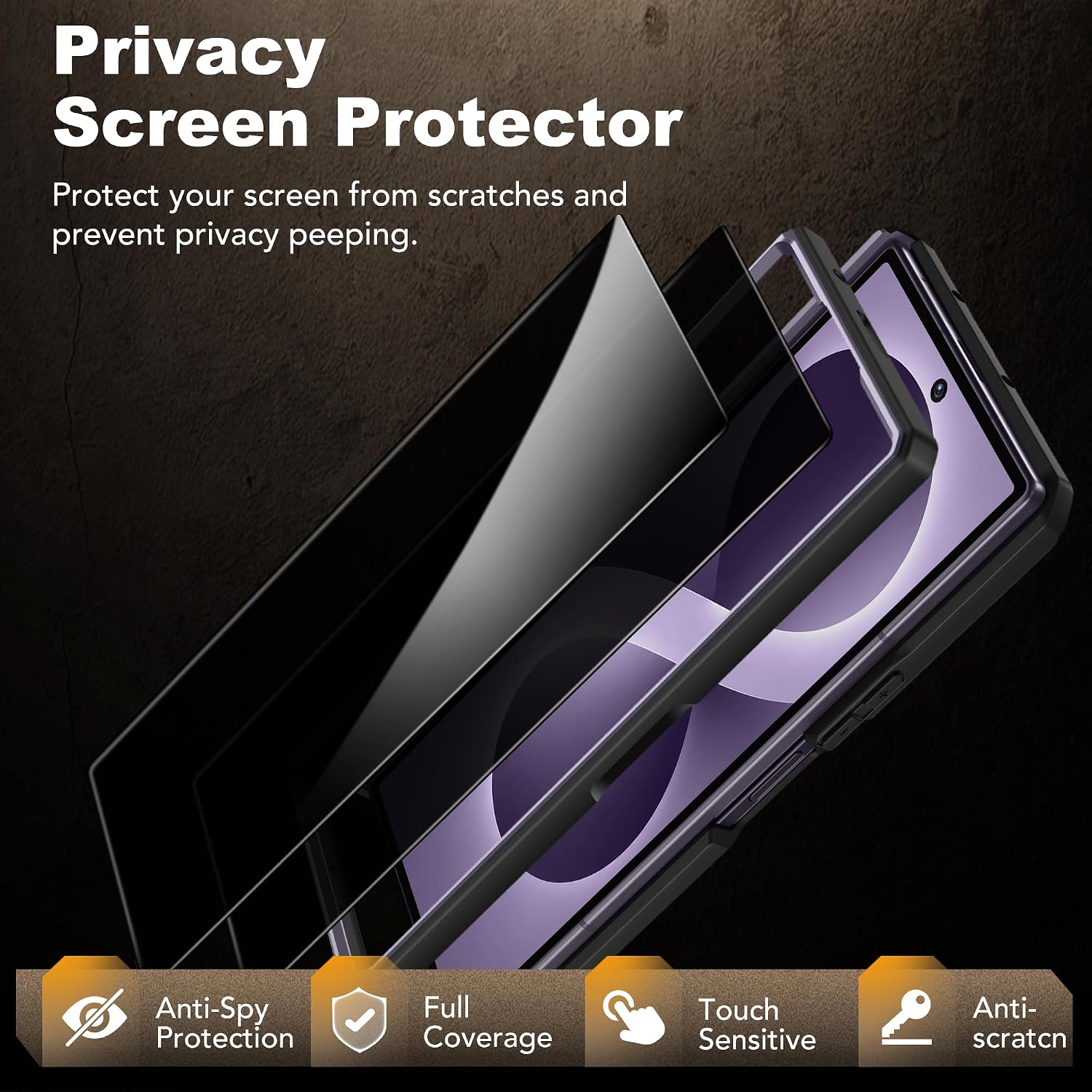 Galaxy Z Fold 8 Slide Camera Cover Case with Stand, Belt Clip & 2 Privacy Screen Protector