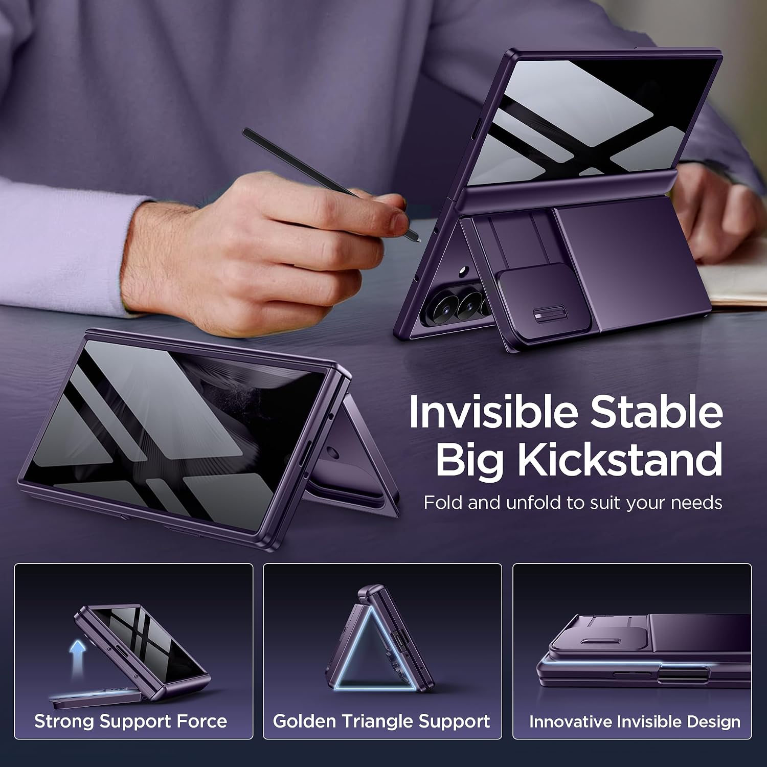 Galaxy Z Fold 8 Ultra Wallet Case with Privacy Film & Stand