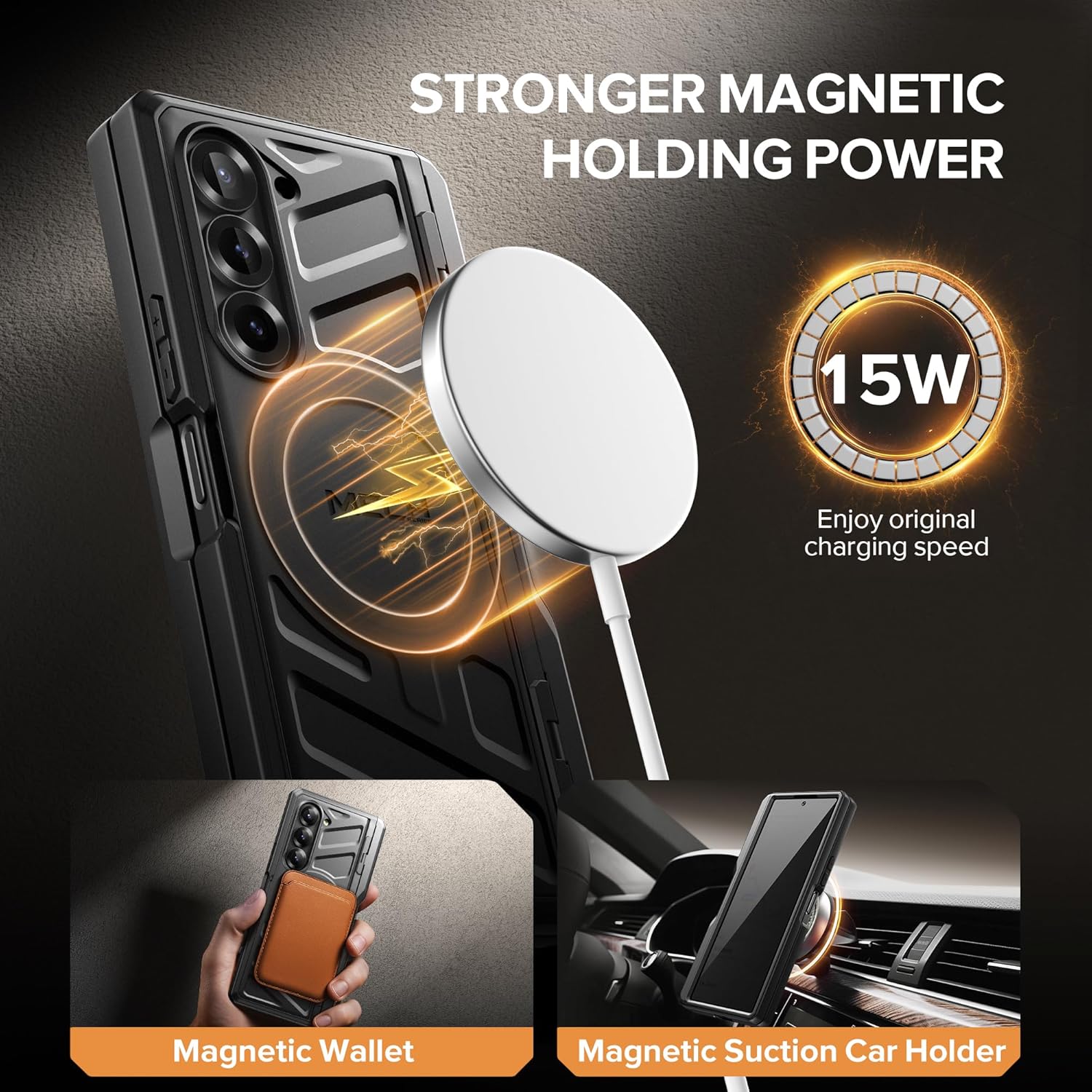 Z Fold 7 Magnetic Case with hidden kickstand and belt clip