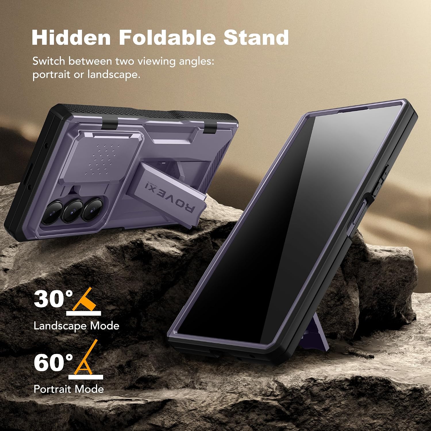 Galaxy Z Fold 8 Slide Camera Cover Case with Stand, Belt Clip & 2 Privacy Screen Protector