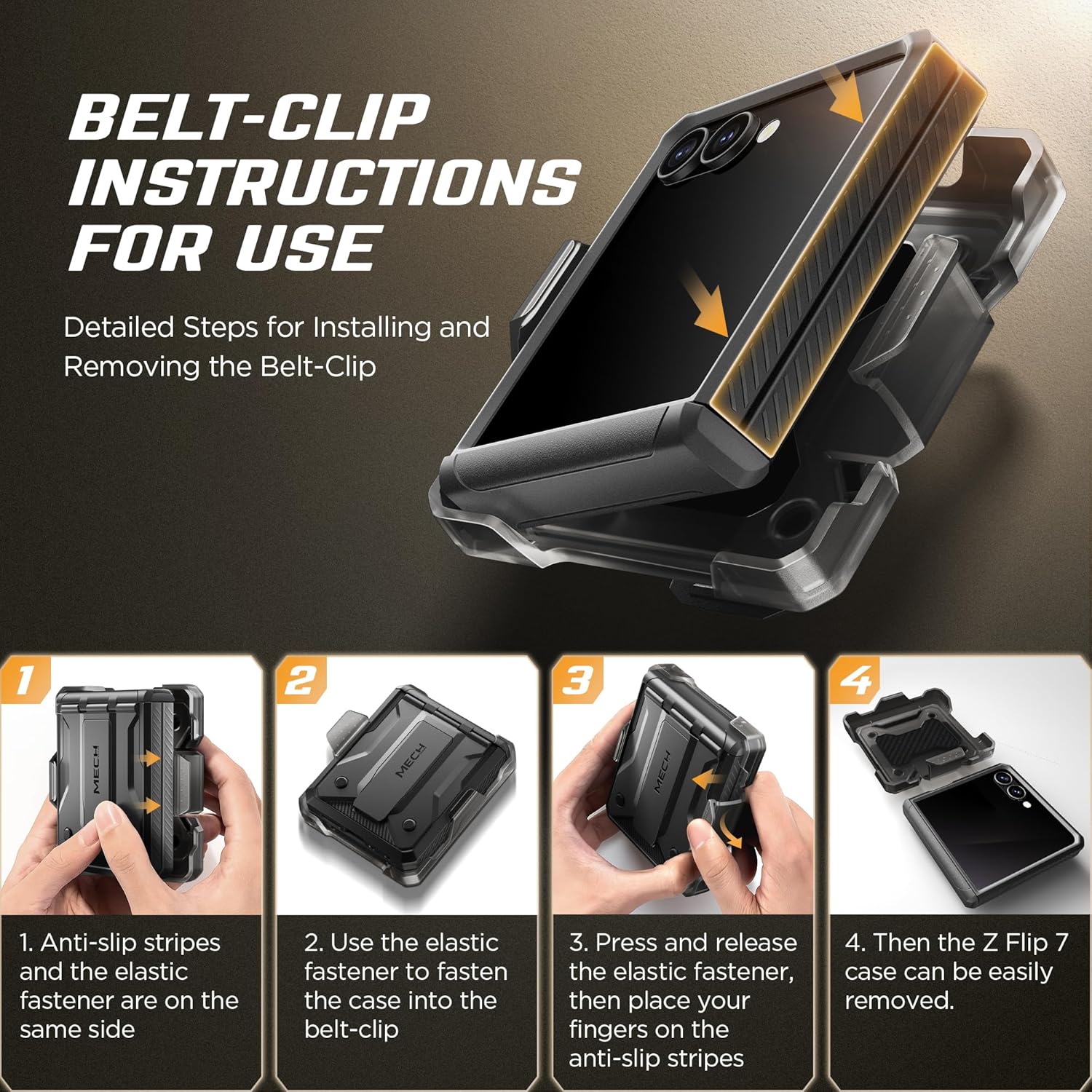 Z Flip 7 Case with Stand and Belt-Clip
