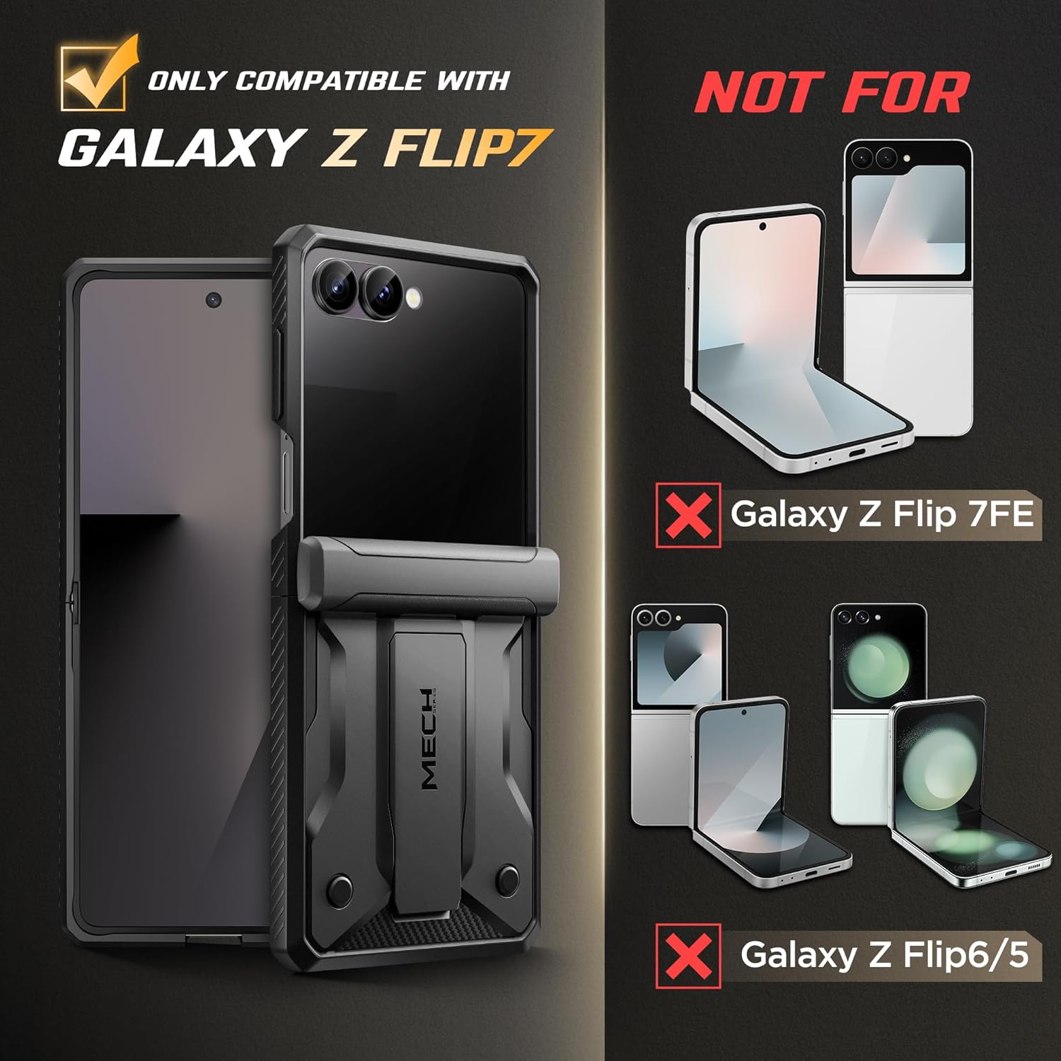 TONGATE Z Flip 7 Case with Stand and Belt-Clip